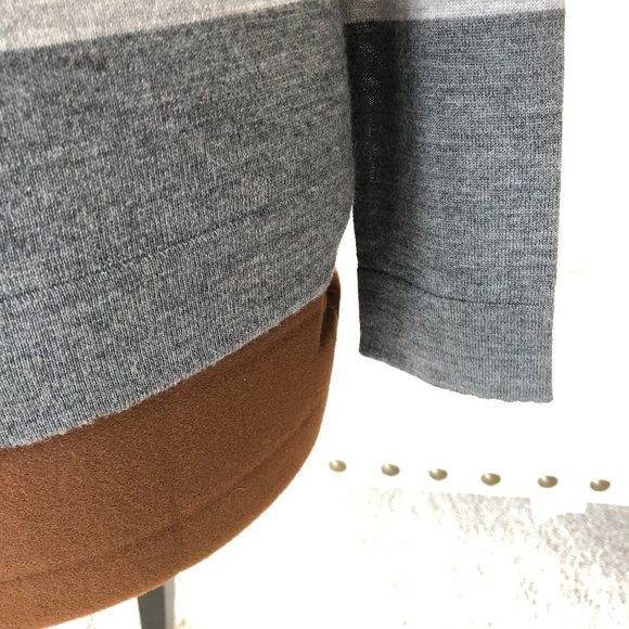 Grey and Yellow Striped Wool Crewneck Sweater - Picture 5 of 7